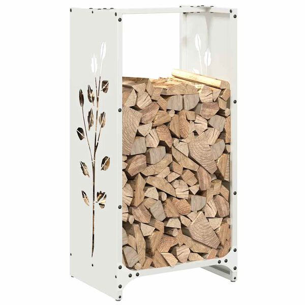 vidaXL Firewood Rack White 40x30x80 cm Cold-rolled steel