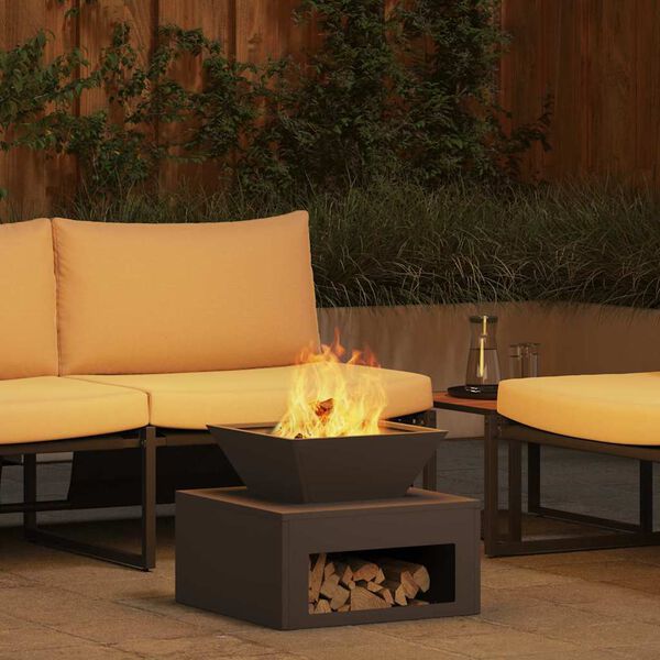 vidaXL Fire Pit Black 50 x 50 x 40 cm Steel