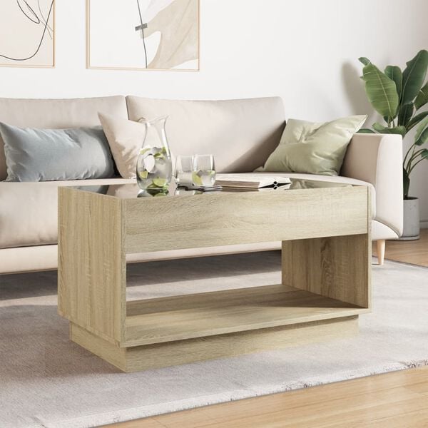 vidaXL Coffee Table with Infinity LED Sonoma Oak 90x50x50 cm