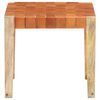 vidaXL Stool Light Brown Real Leather and Solid Mango Wood
