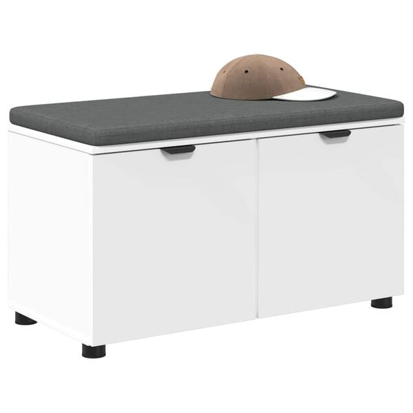 vidaXL Hall Bench with Cushion with Storage White 80 x 46 x 46 cm