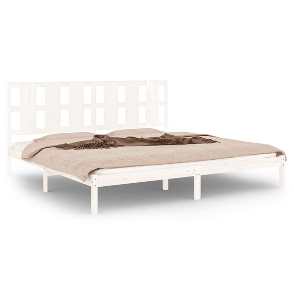 vidaXL Bed Frame without Mattress White 180x200 cm Super King Solid Wood