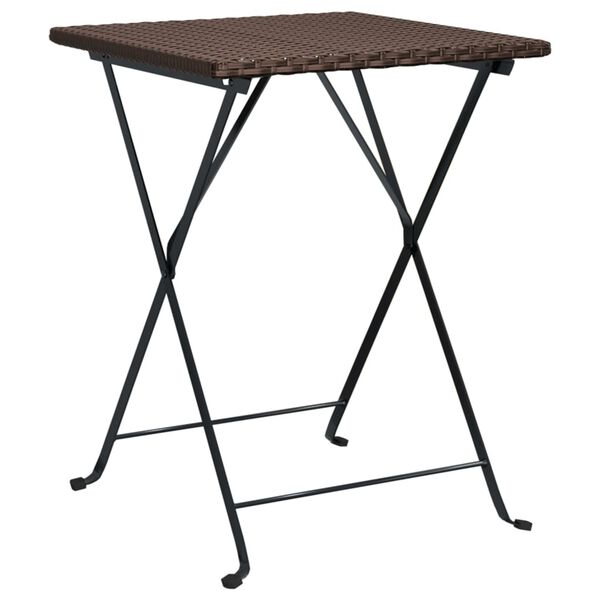 vidaXL Folding Bistro Table Brown 55x54x71 cm Poly Rattan