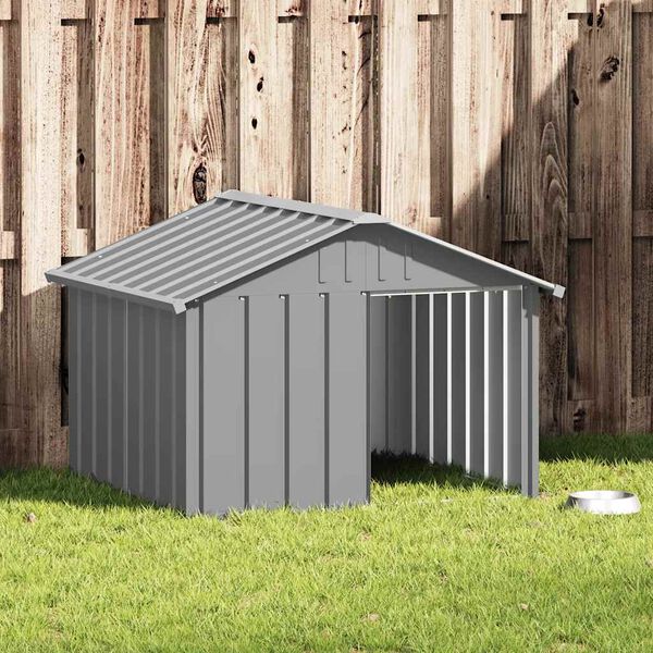 vidaXL Dog House Grey 116.5x103x81.5 cm Galvanised Steel