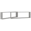 vidaXL Wall Cube Shelf 2 pcs Concrete Grey 100x15x30 cm Engineered Wood