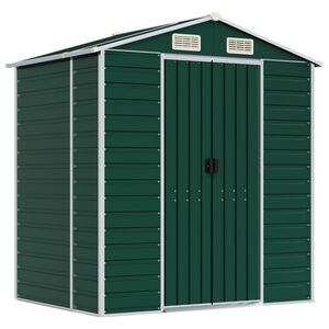 vidaXL Garden Shed | Green | Galvanised Steel | 191 x 130 x 198 cm | Garden Shed