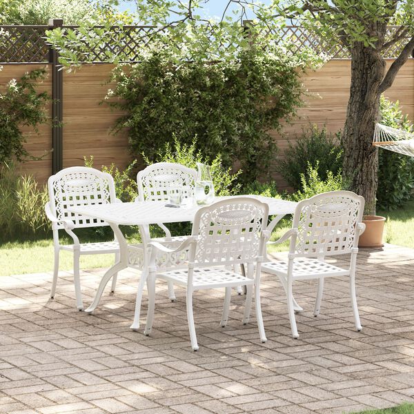vidaXL Garden Dining Set 5 pcs White Aluminium