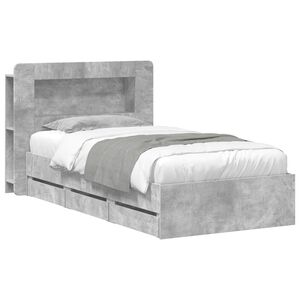 vidaXL Bed Frame with Storage and Headboard Concrete Grey 90 x 190 cm