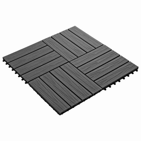 vidaXL Decking Tile 3D Design 11 pcs Black 30 x 30 cm WPC