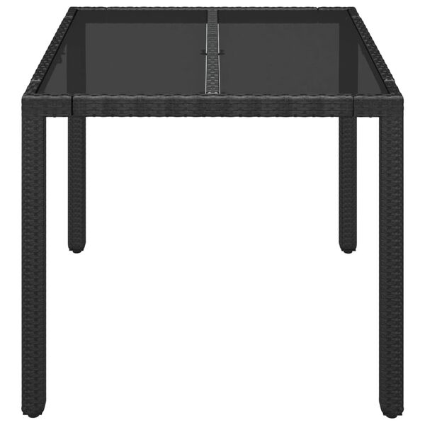 vidaXL Garden Table with Glass Top Black 90x90x75 cm Poly Rattan