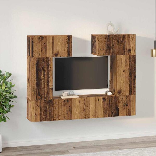 vidaXL TV Cabinet Set Wall-mounted 6 pcs Old Wood Engineered Wood