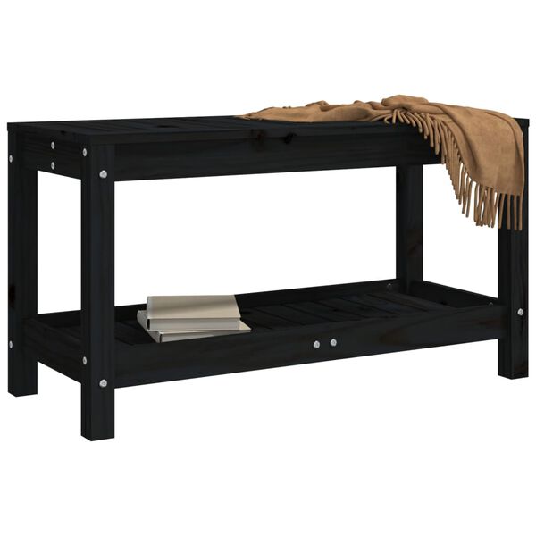 vidaXL Garden Bench Black 82.5x35x45 cm Solid Wood Pine