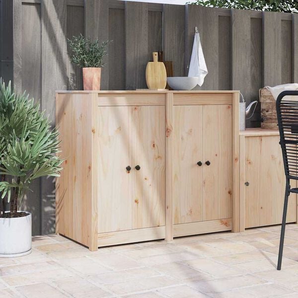 vidaXL Kitchen Door 2 pcs Cream 50 x 9 x 82 cm Solid Pine wood