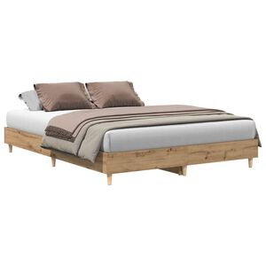 vidaXL Bed Frame No Mattress Artisan Oak 140x200 cm Engineered Wood