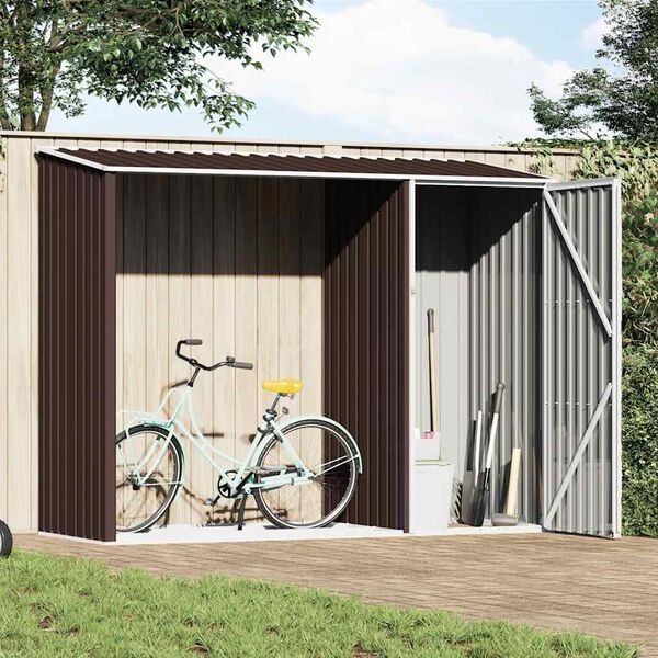 vidaXL Garden Firewood Shed Brown 245x98x159 cm Galvanised Steel