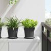 vidaXL Round Flower Pot 24 pcs Black &Oslash; 17 x 14 cm Plastic