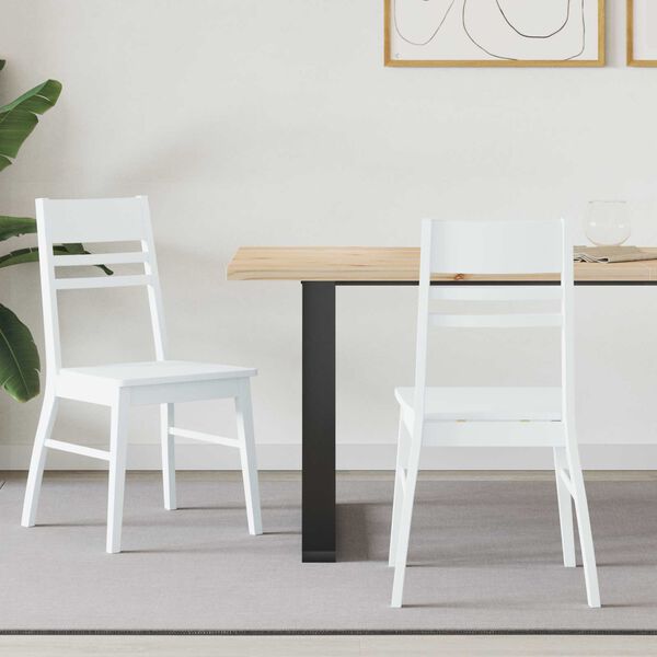 vidaXL Dining Chairs 2 pcs White 43 x 54 x 89 cm Solid Rubber Wood