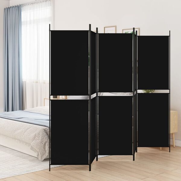 vidaXL 5-Panel Room Divider Black 250x200 cm Fabric