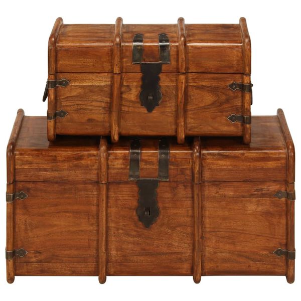 vidaXL Treasure Chest Set 2 Pieces Solid Acacia Wood Honey Finish
