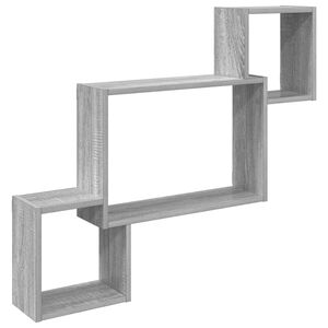 vidaXL Wall Shelf Wall-Mounted Grey Sonoma 91.5 x 15 x 76 cm