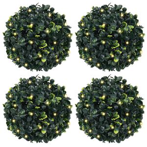 vidaXL Artificial Boxwood Balls with LED Lights 4 pcs Green 12 cm