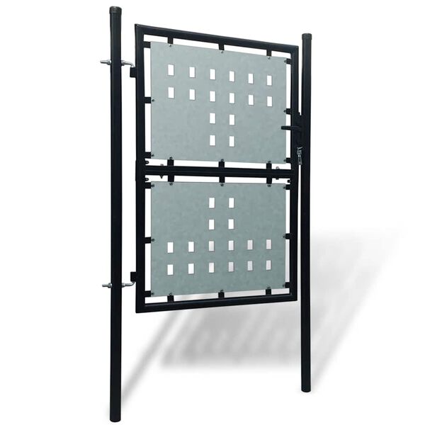 vidaXL Black Single Door Fence Gate 100x200 cm