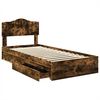 vidaXL Storage Bed with Drawer Smoked Oak 70 x 190 cm Engineered Wood