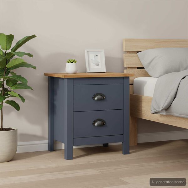 vidaXL Bedside Cabinet Hill Grey 46x35x49.5 cm Solid Pine Wood