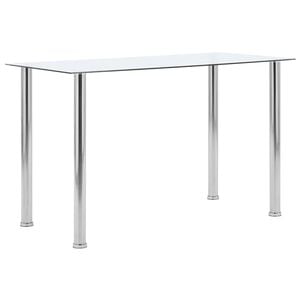 vidaXL Dining Table | Transparent | Tempered glass, Stainless steel | Medium