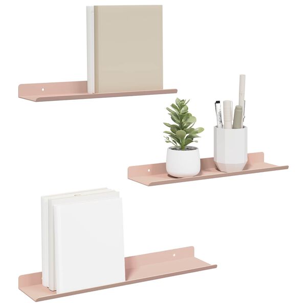vidaXL Floating Shelf Wall-mounted 3 pcs Pink 40 x 9 x 2.5 cm Steel