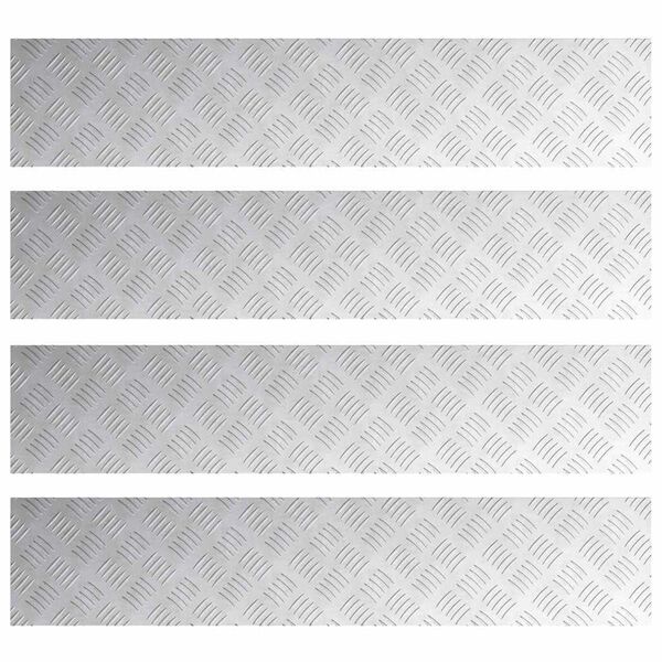 vidaXL Stair Tread Rectangular 4 pcs Silver 100 x 20 cm Aluminium