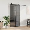 vidaXL Sliding Door with Hardware Set Black 102.5x205 cm Tempered Glass