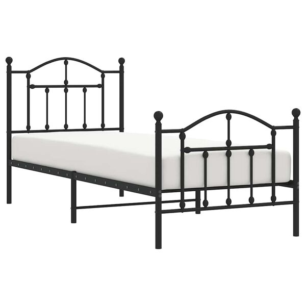 vidaXL Metal Bed Frame without Mattress with Footboard Black 90x190cm