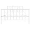 vidaXL Metal Bed Frame without Mattress with Footboard&nbsp;White 107x203cm