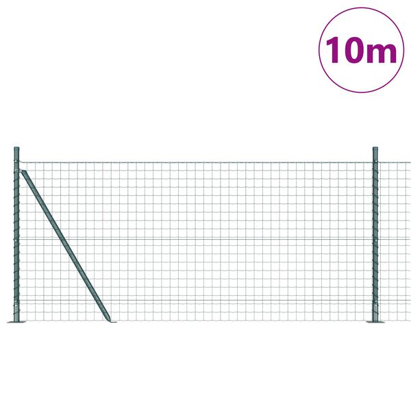 vidaXL Fence with Posts Green 1 x 10 m Steel