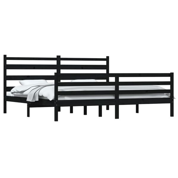 vidaXL Bed Frame without Mattress Solid Wood Pine 200x200 cm Black