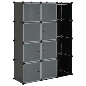 vidaXL Modular Cabinet with 9 Compartments 109x36,5x143 cm Black and White