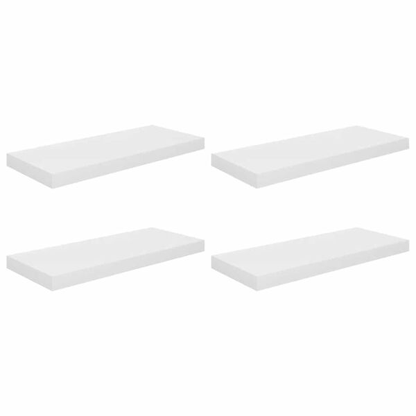 vidaXL Floating Wall Shelves 4 pcs High Gloss White 60x23.5x3.8 cm MDF