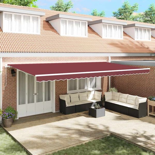 vidaXL Manual Retractable Awning Burgundy 600x300 cm