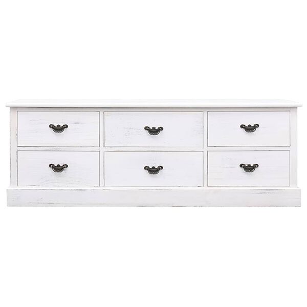 vidaXL TV Cabinet Antique White 108x30x40 cm Solid Wood Paulownia
