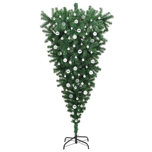 vidaXL Upside-down Artificial Pre-lit Christmas Tree with Ball Set PVC