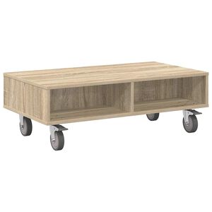vidaXL Side Table with Wheels Sonoma Oak 90 x 50 x 30 cm