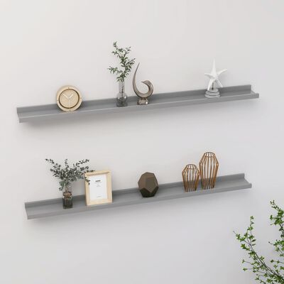 vidaXL Wall Shelves 2 pcs Grey 100x9x3 cm