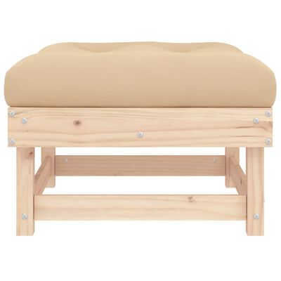 vidaXL Garden Footstool with Cushion Solid Wood Pine