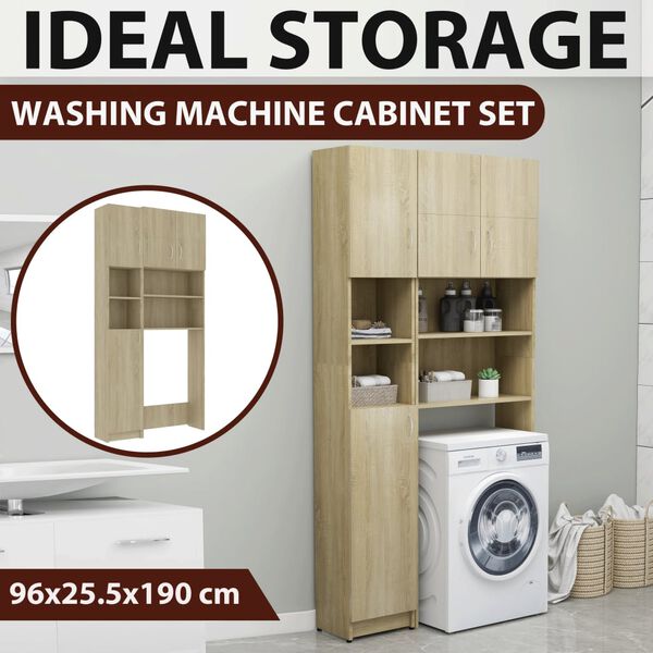 vidaXL Washing Machine Cabinet Set Sonoma Oak Engineered Wood