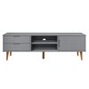 vidaXL TV Cabinet MOLDE Grey 158x40x49 cm Solid Wood Pine