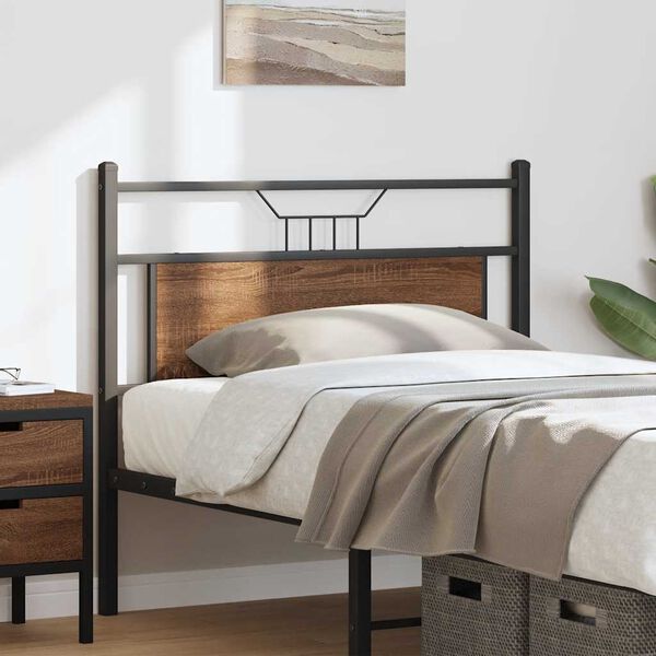 vidaXL Headboard Brown Oak 100 cm Engineered Wood and Steel