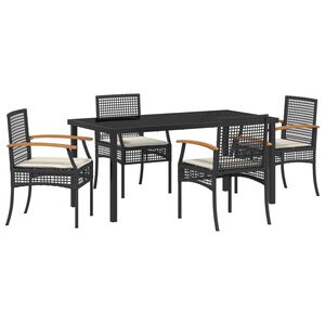 vidaXL Garden Dining Set 5 pcs Black Poly Rattan