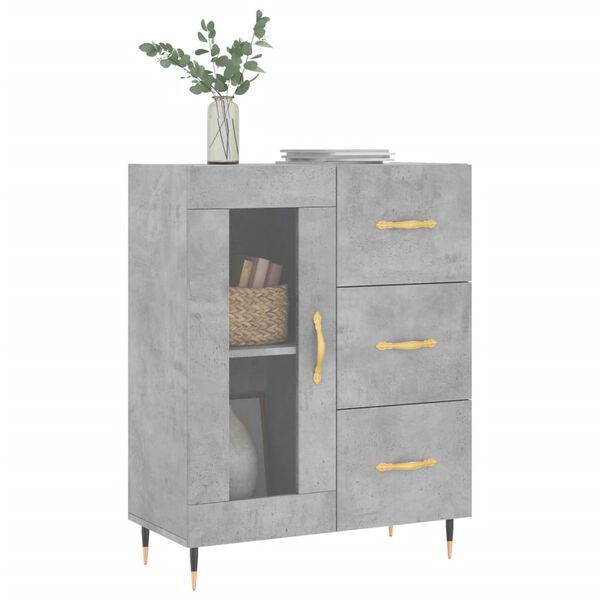vidaXL Sideboard Concrete Grey 69.5x34x90 cm Engineered Wood