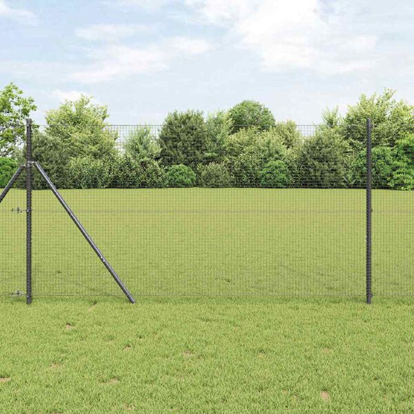 vidaXL Fence Post Grey 50 x 1 m (19 x 19 mm mesh) Steel and PVC